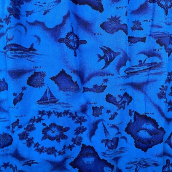Ui Maikai Blue Hibiscus Tropical Island Vintage Hawaiian Mumu Dress Womens XL - Picture 3 of 10